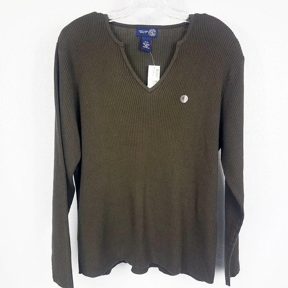 Venezia Jeans & Co. Women's V Neck Long Sleeve Cotton Blend Top Shirt Sweater - Picture 1 of 8